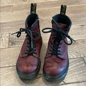 Dr. Martens Men's Burgundy Leather Boots